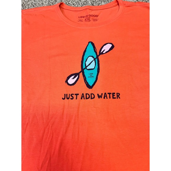 Life is Good Womens XXL T Shirt Just Add Water Kayak Graphic Orange T-Shirt - Picture 3 of 11